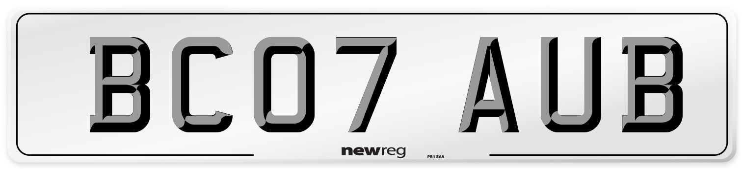 BC07 AUB Number Plate from New Reg
